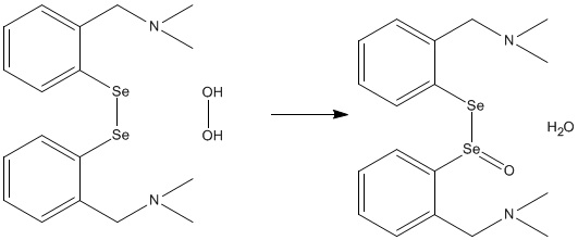 Chemical reaction of deselenide antioxidant with H2O2